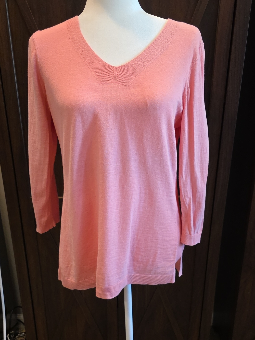 Talbots V-Neck Lightweight Pullover Sweater - Pink